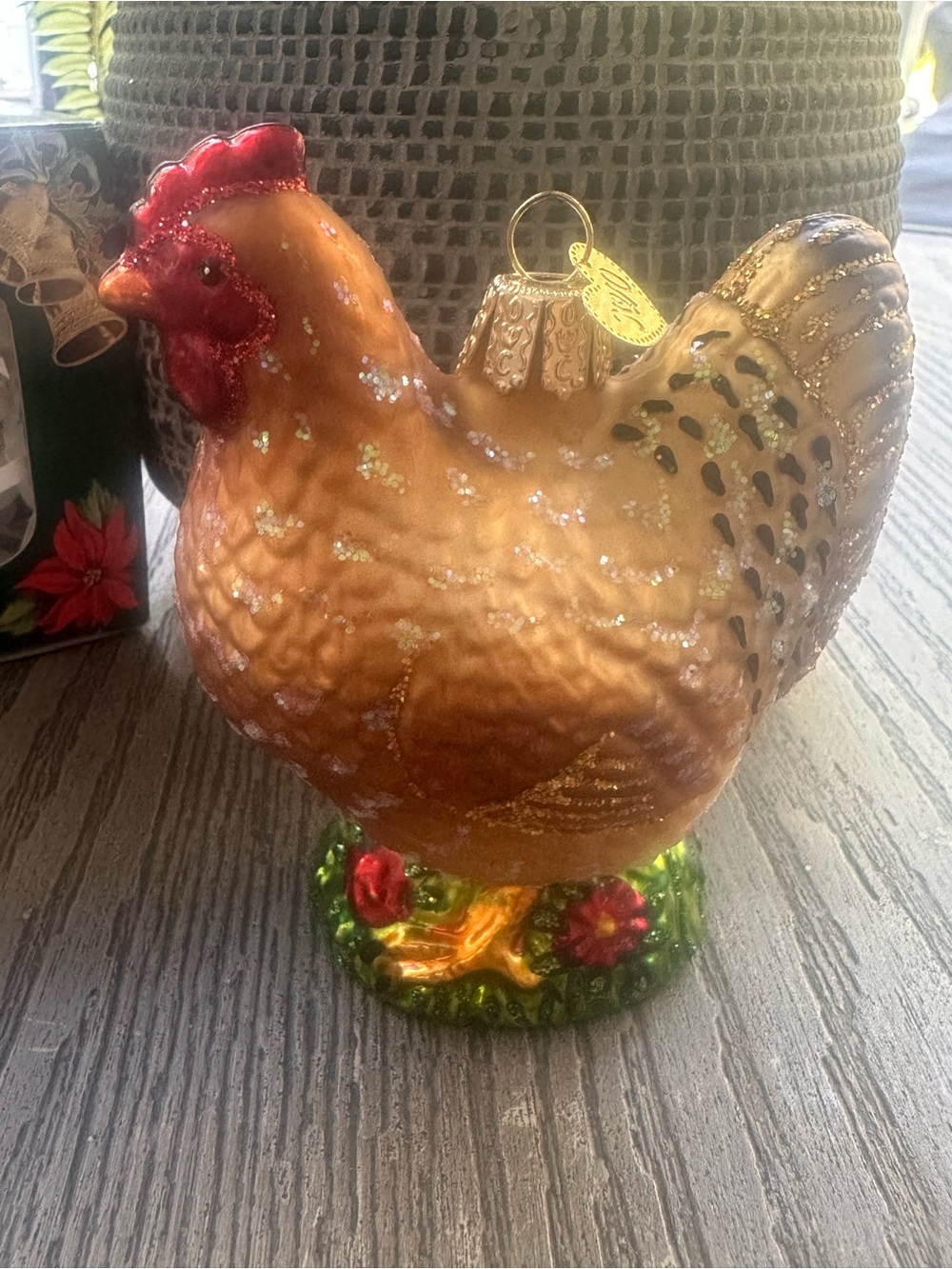 Old World Christmas Mouth Blown And Hand Painted Glass Chicken Ornament 4"